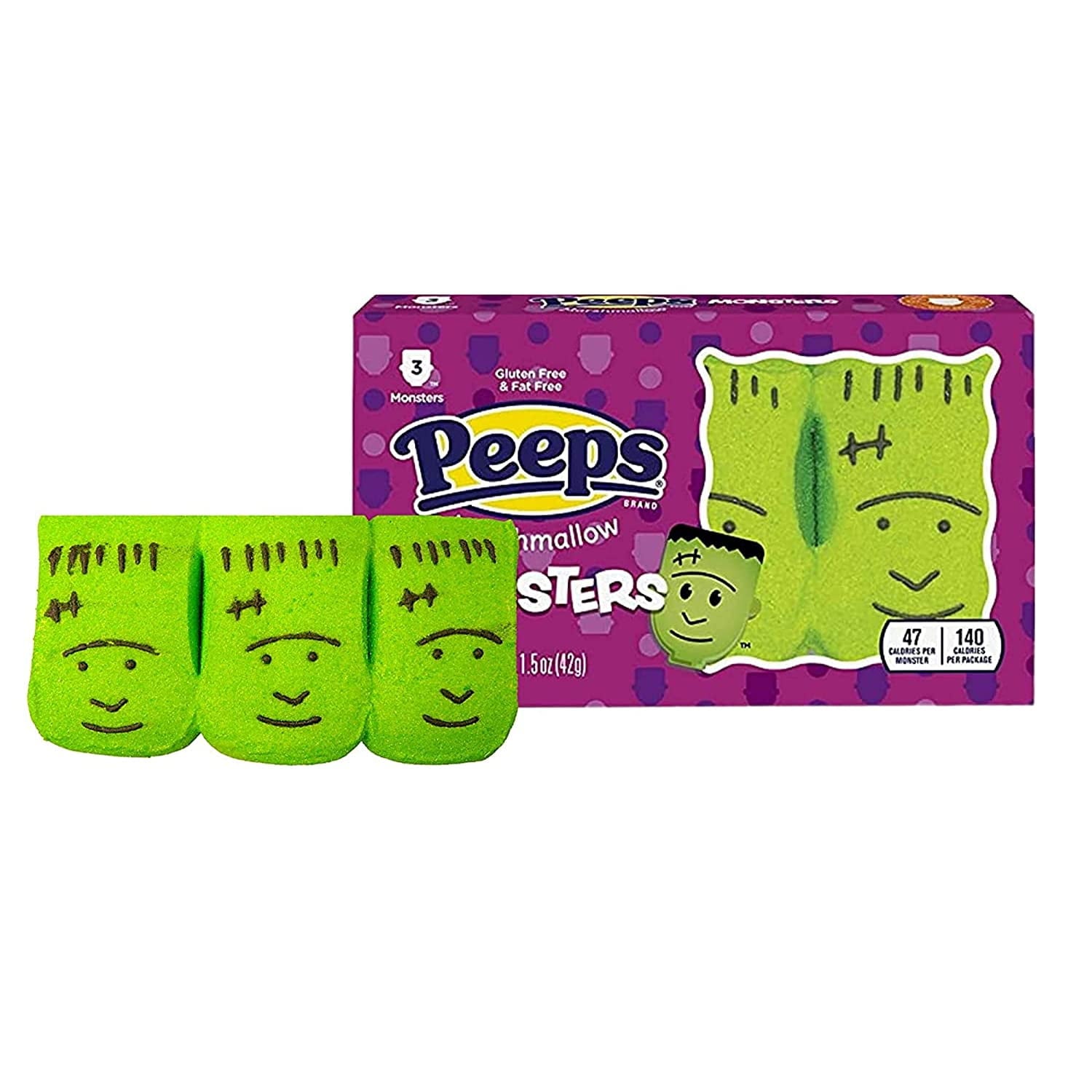 Halloween Peeps Candy, Character Shaped Marshmallows, Pack of 4, 3 Count per Pack