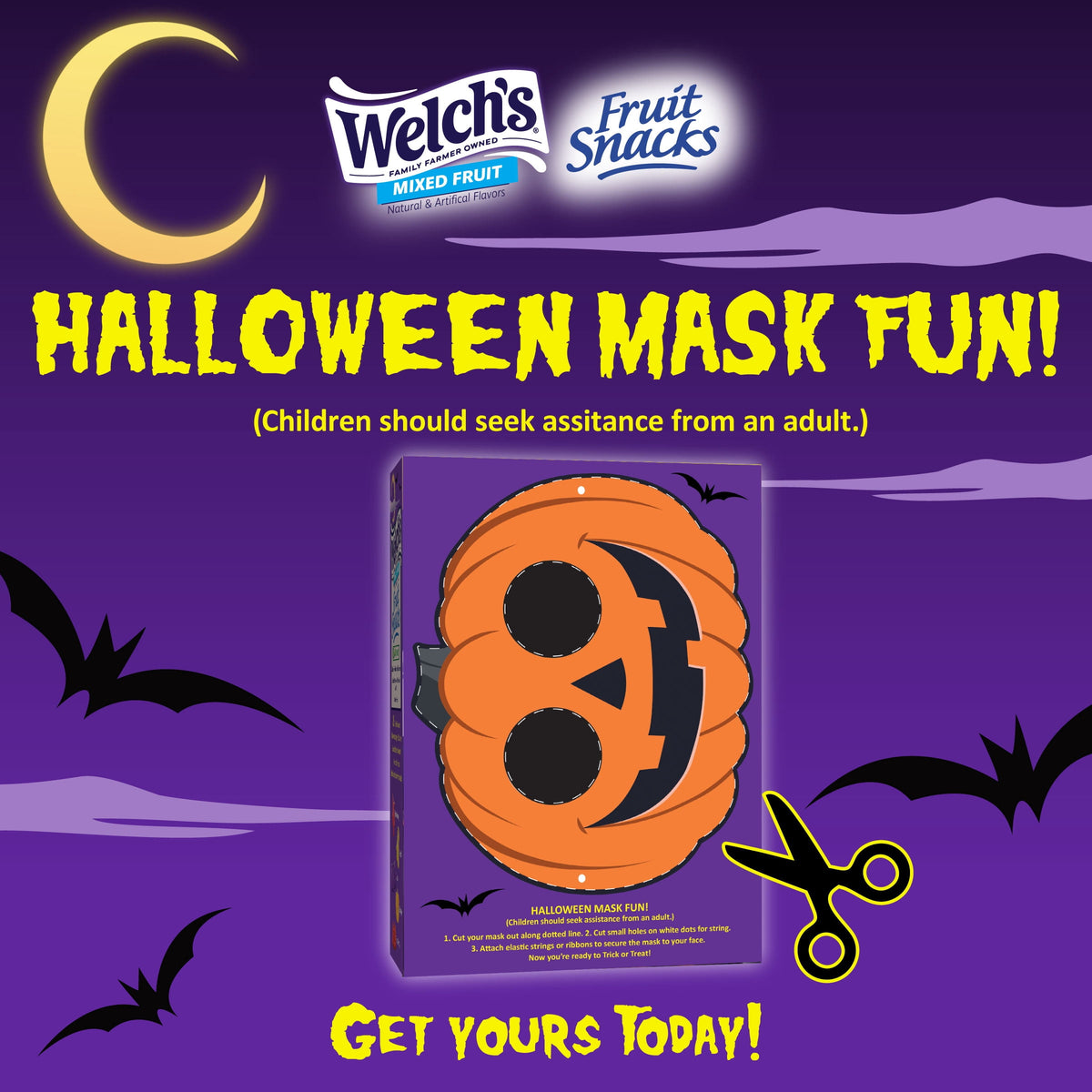 Welch's Fruit Snacks, Halloween, Mixed Fruit, Soft Kids Snacks, 0.5 oz, 26 Count