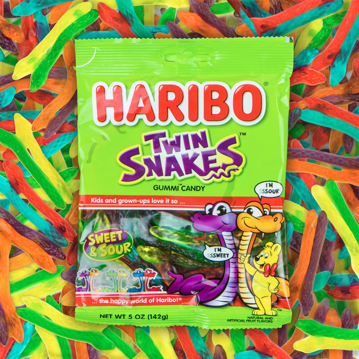 HARIBO Twin Snakes Minis Gummy Halloween Candy, Mini Pouches, 9.5oz Bag