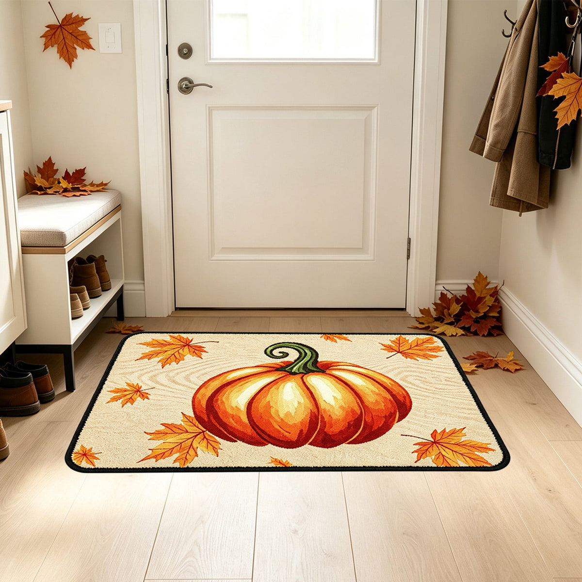 Autumn Door Mat for Entryway, 16x24 Inch, Fall-Themed Floor Doormat for Home Decor, Non-Slip Rug Mat for Living Room, Kitchen, Bedroom, Gifts for Fall Lovers (E)
