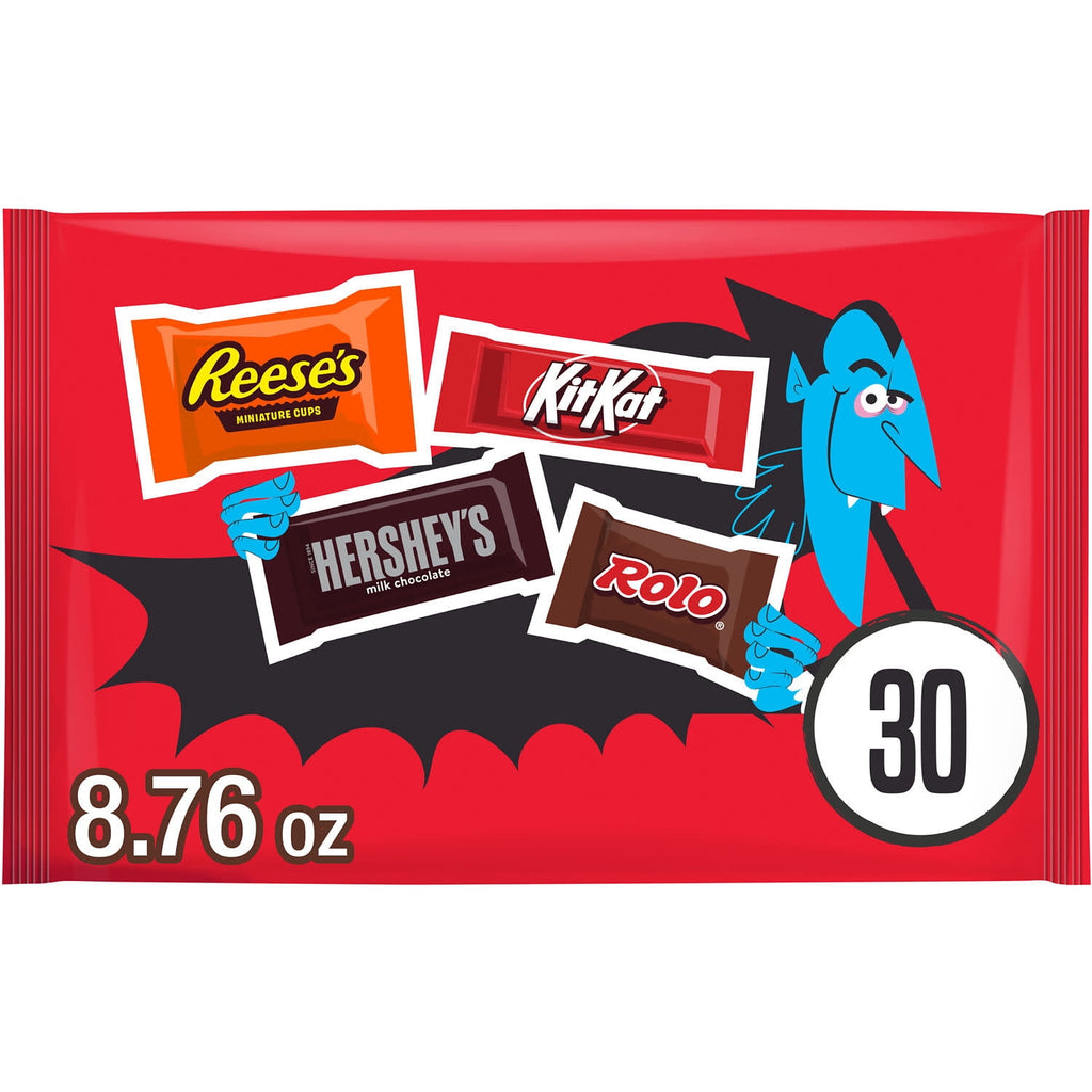 Hershey Assorted Chocolate, Halloween Candy Variety Bag, 8.76 oz (30 Pieces)