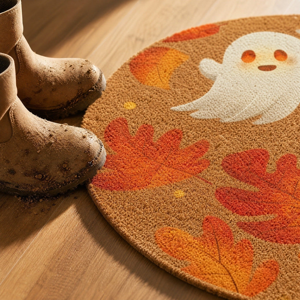 Halloween Ghost Door Mat, Cute Welcome Mat for Front Door Porch Entryway Haunted Outdoor Decor Spooky Decorative Entrance Doormat Non Slip Halloween Rug, 16" x 24"