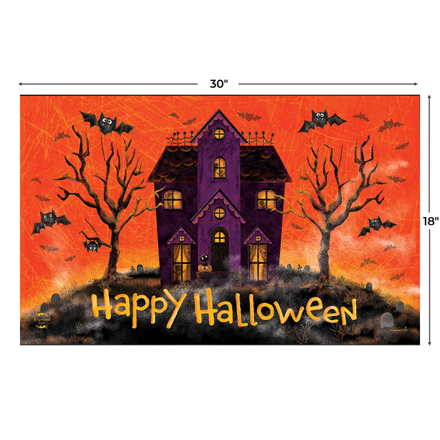 Briarwood Lane Halloween Doormat 30x18 Indoor Outdoor Spooky House For Halloween Doormat