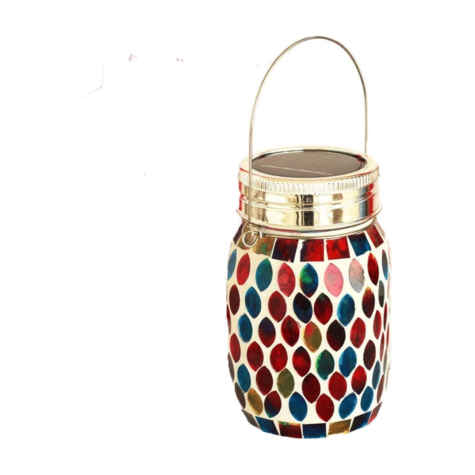 Hanging Solar Lantern,Solar Jar Light,Outdoor Waterproof Mosaic Glass Hanging Solar Lantern for Garden,Decorative Solar Lamp LED Night Light for Backyard(Blue 6*4.5in)