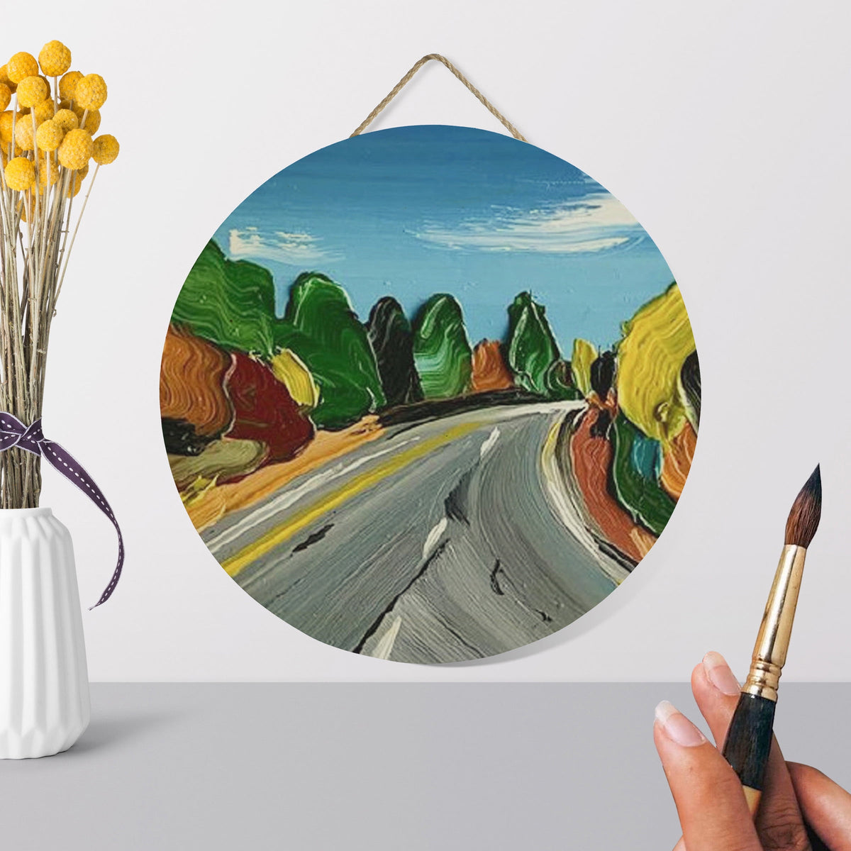 Hello Hobby Unfinished Round Wooden Plaque, 11.8 in
