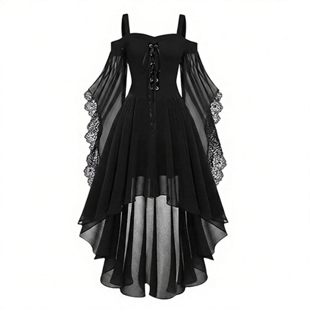 Witch Dress Women 2026 Halloween Costumes Woman Adults Medieval Vampire Butterfly Sleeve Mesh Gothic Outfits Red S