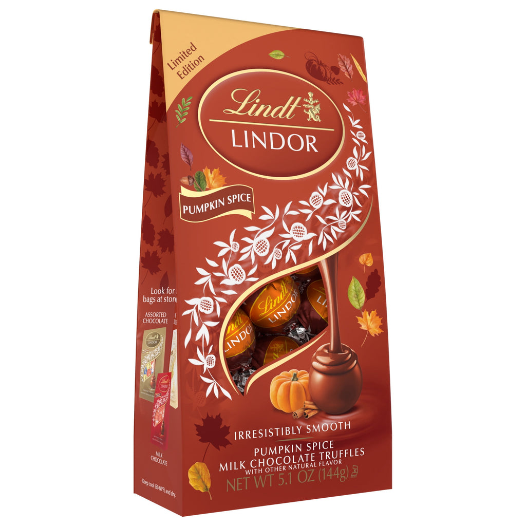 Lindt LINDOR Fall Pumpkin Spice Milk Chocolate Candy Truffles, 5.1 oz. Bag