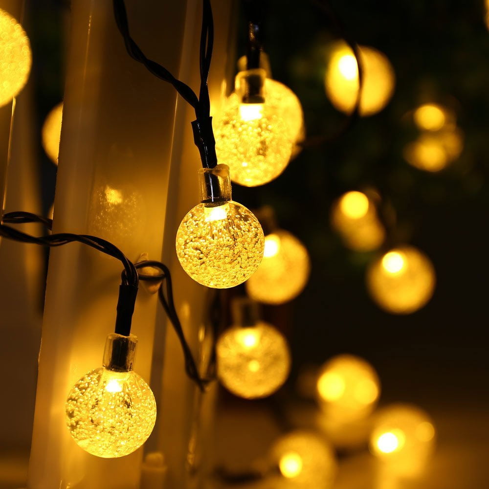 Toodour Solar String Lights Outdoor, 35.6ft 60 LED Waterproof Solar Powered Globe Patio Lights with 8 Modes for Garden Home Gazebo Yard Decorations (Warm White)