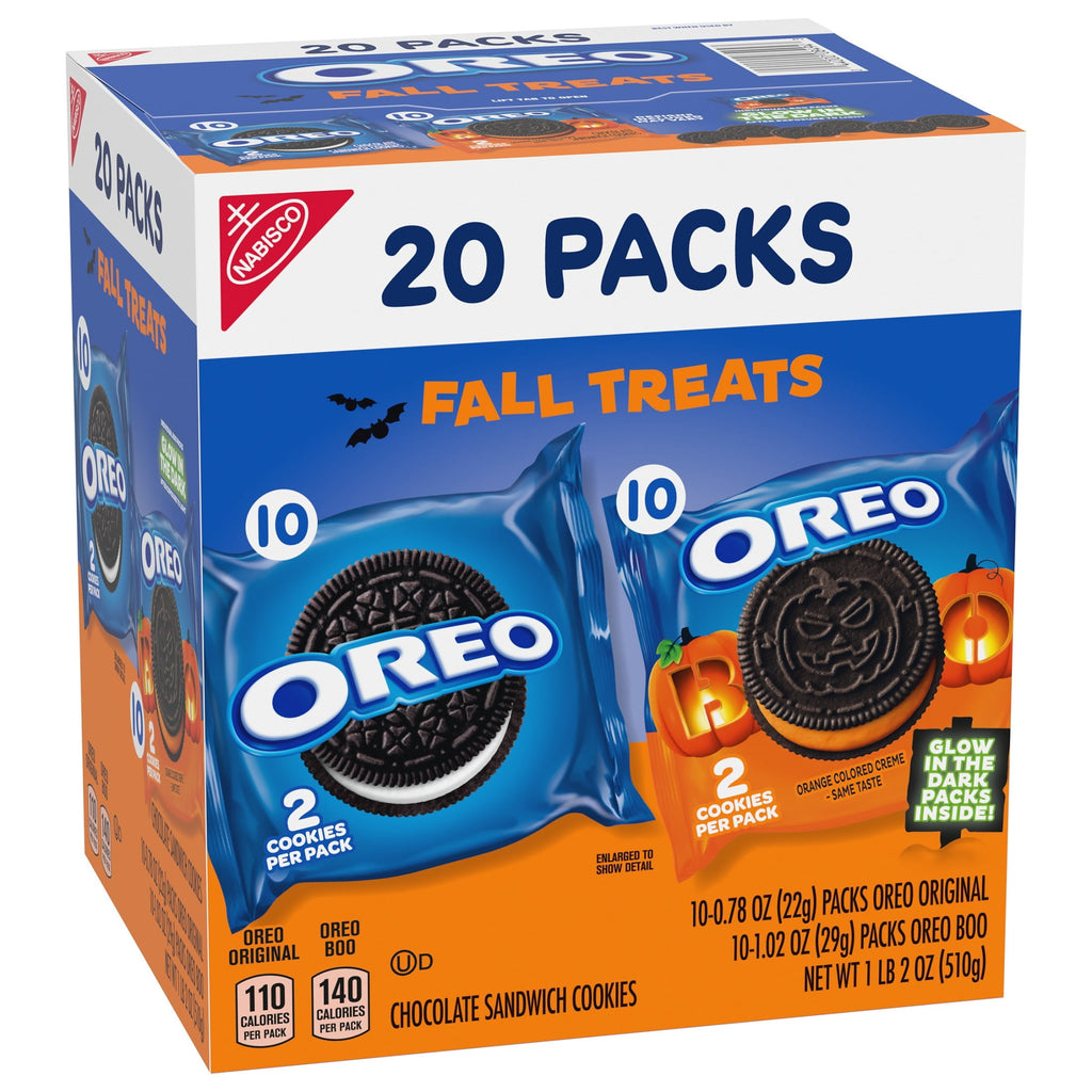 OREO Boo! Trick or Treat Halloween Cookies Variety Pack, 20 Snack Packs (2 Cookies Per Pack)