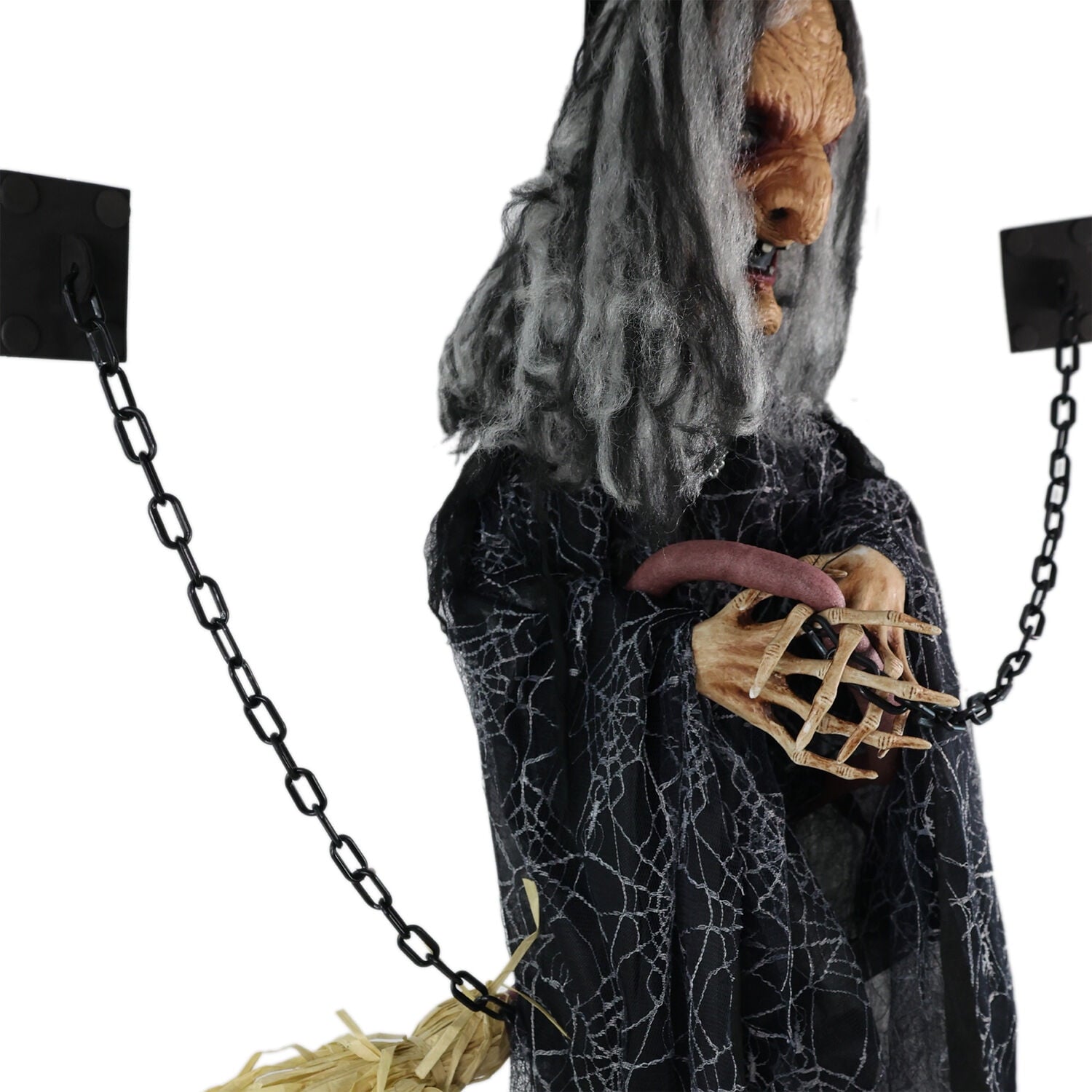 Haunted Hill Farm 5.75 ft Animatronic Witch Indoor/Covered Outdoor Halloween Decoration, HHWITCH-20FLSA