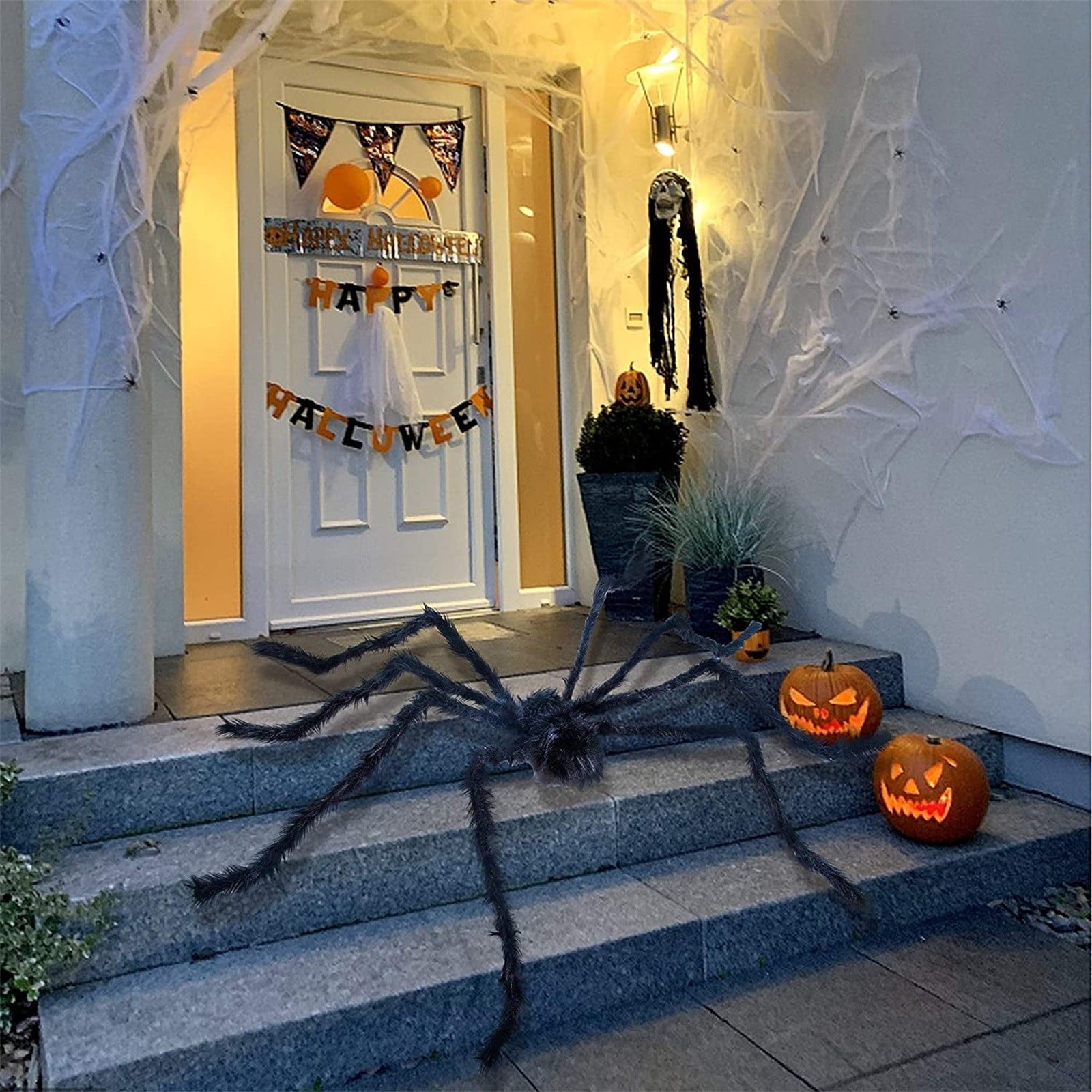 Giant Spider 6.5 Ft, 78" Halloween Decorations Fake Halloween Decor Spiders Large, Furry Spiders for Outdoor Indoor Yard Home Costumes Party House Décor, 1 Pack