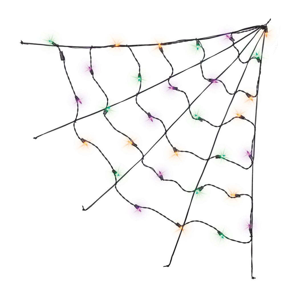 Indoor/Outdoor 30-Count LED Corner Web Lights, Multicolor, 30" x 30", Halloween by Way To Celebrate