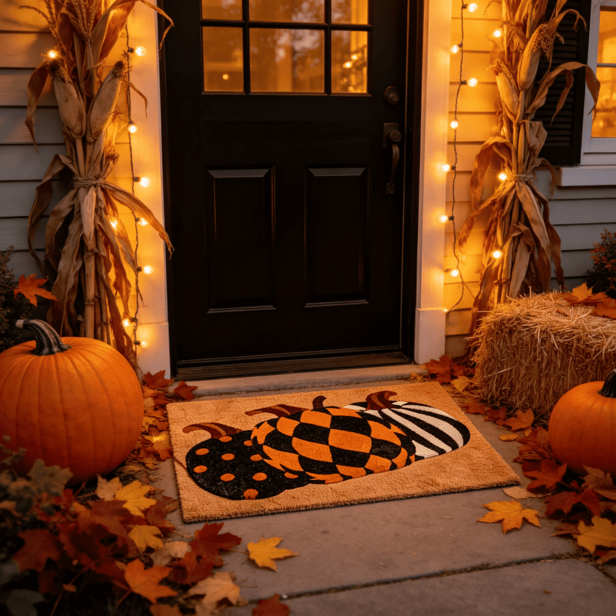Halloween Pumpkin Welcome Door Mat, Funny Durable Non Slip Decorative Rugs for Bathroom Bedroom Kitchen Front Door