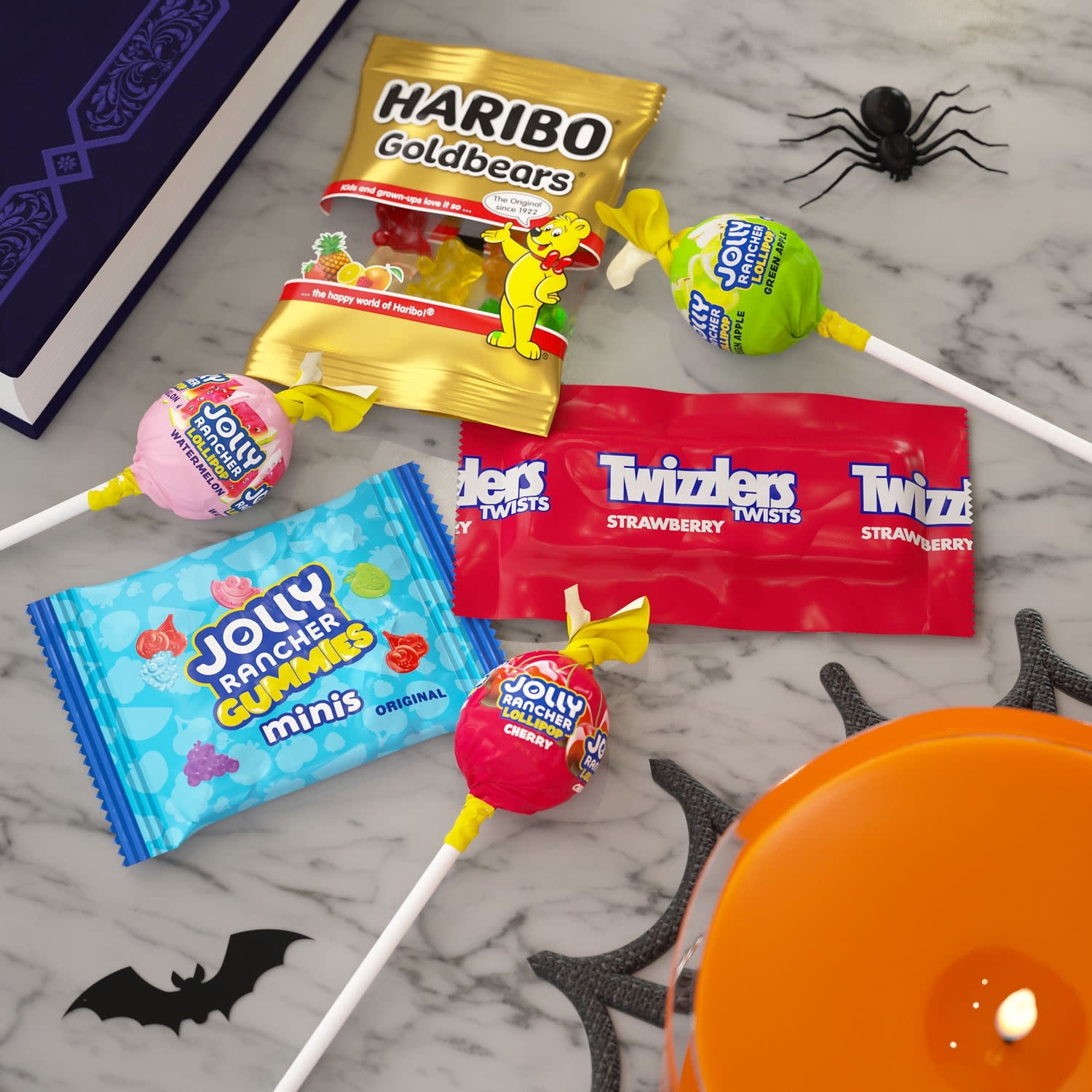 Haribo, Jolly Rancher and Twizzlers Assorted Fruit Flavored, Halloween Candy Variety Bag, 17.44 oz (58 Pieces)