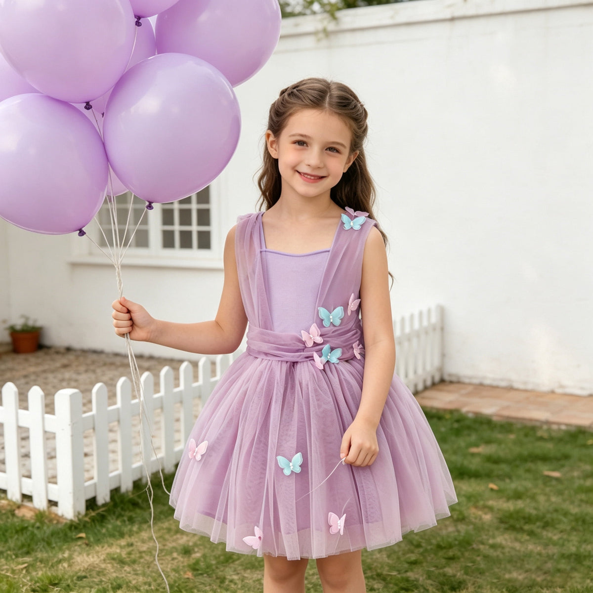CZKHPTY Girls Rainbow Unicorn Tutu Costume Set with Headband & Wings, Kids Princess Dress Up Outfit, Sizes 9-10Y