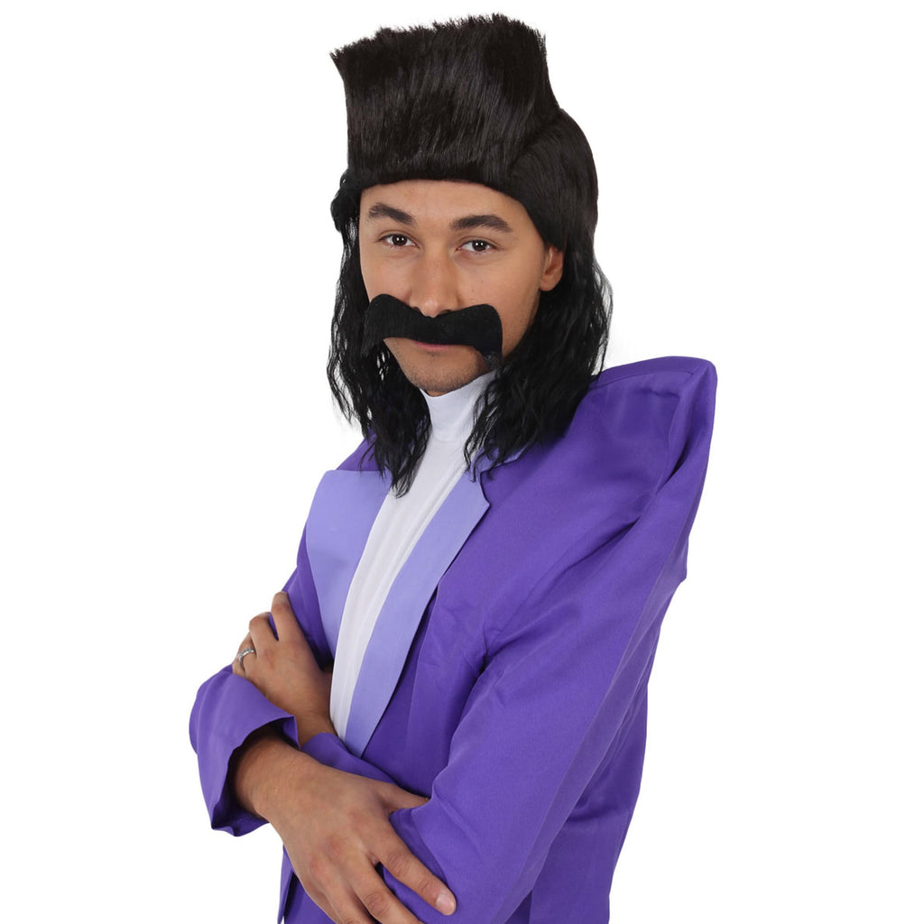 Men's Dark Purple 80s Punk Rock Star Costume for Adult – Retro Jumpsuit with Mock Turtleneck for Halloween Cosplay