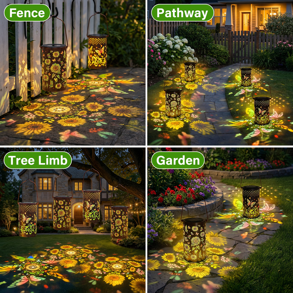 Colorful Solar Lanterns IP65 Outdoor Waterproof, Mother's Day Gifts for Women Mom Grandma - LED Colorful Sunflower Solar Lights Metal Hanging Lantern for Patio Yard Porch