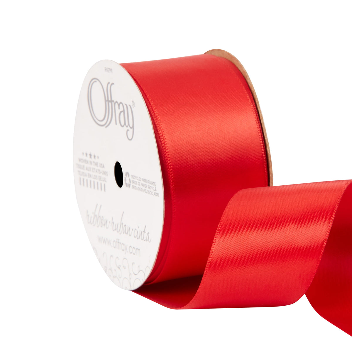 (2 pack) Offray Ribbon, Red 1 1/2 inch Double Face Satin Polyester Ribbon, 12 feet