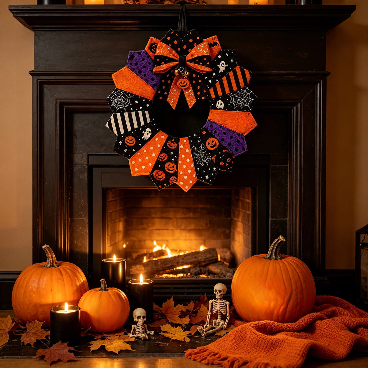HOARBOEG Autumn Harvest Sunflower Wreath, Artificial Pumpkin Maple Leaf Fall Wreath for Front Door, 21.65 in Thanksgiving Wall Hanging Decor, Outdoor Indoor Harvest Decor