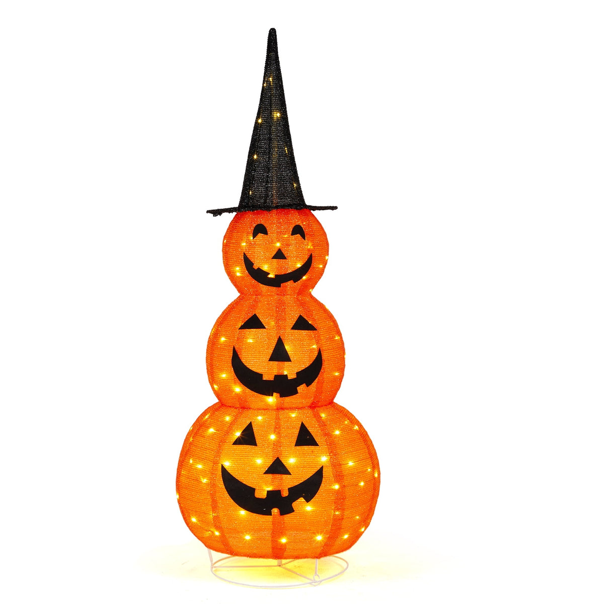 Zimtown 5'' Halloween Outdoor Decor, Halloween Pumpkins Lighted Pumpkins, Halloween Yard Decoration for Party