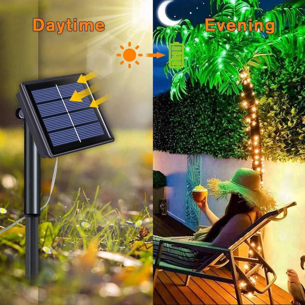 Purple Solar Fairy Lights Outdoor Waterproof, 4 Packs Each 33ft 100 LED Solar String Lights, 8 Modes Silver Wire Solar Twinkle Lights for Halloween Christmas Patio Garden