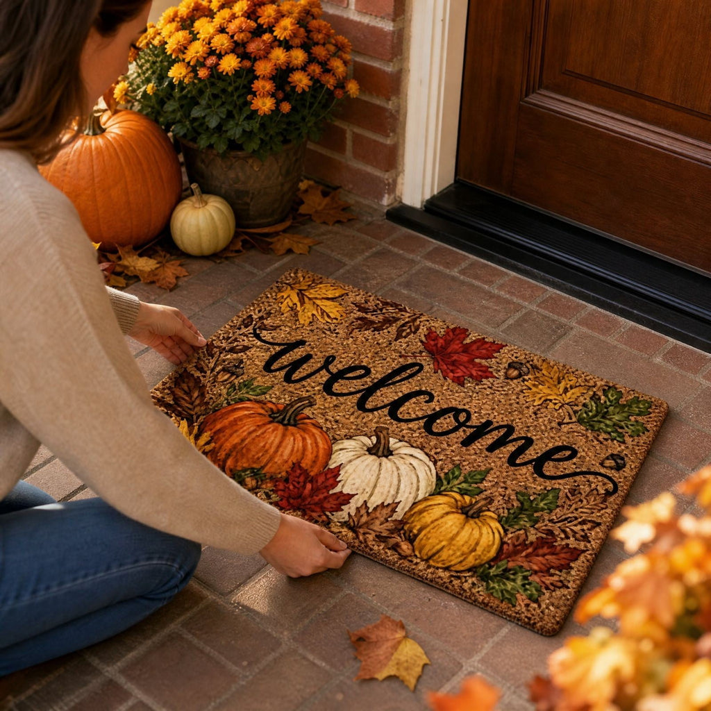 Autumn Door Mat for Entryway, 16x24 Inch, Fall-Themed Floor Doormat for Home Decor, Non-Slip Rug Mat for Living Room, Kitchen, Bedroom, Gifts for Fall Lovers (E)