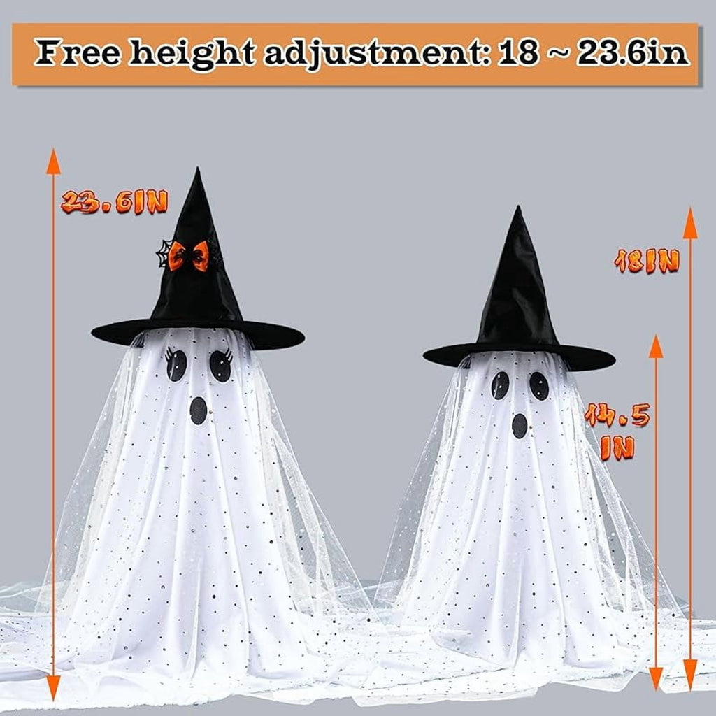 2-Pack Halloween Decorations Outdoor, Halloween Party Decorations Indoor, Ghost Decorations with Remote Control String Lights, Halloween Ghost Lights Suitable for Porch, Courtyard, Garden, Lawn