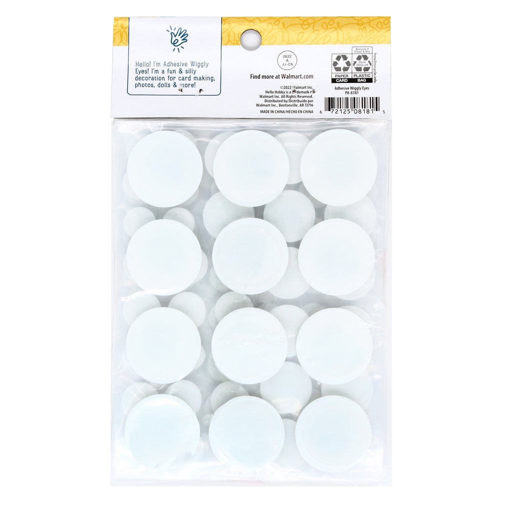 Hello Hobby Black & White Adhesive Stick On Googly Eyes for Crafts, 119 Count