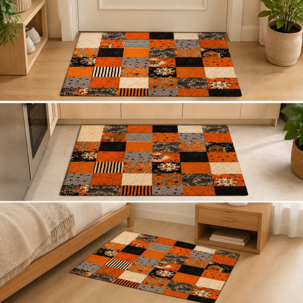 OutmaxHome Halloween Theme Cute Ghost Print Doormat, 15.8x23.6 Inch Non-Slip Absorbent Mat, Easy to Clean, for Front Door, Porch, Farmhouse