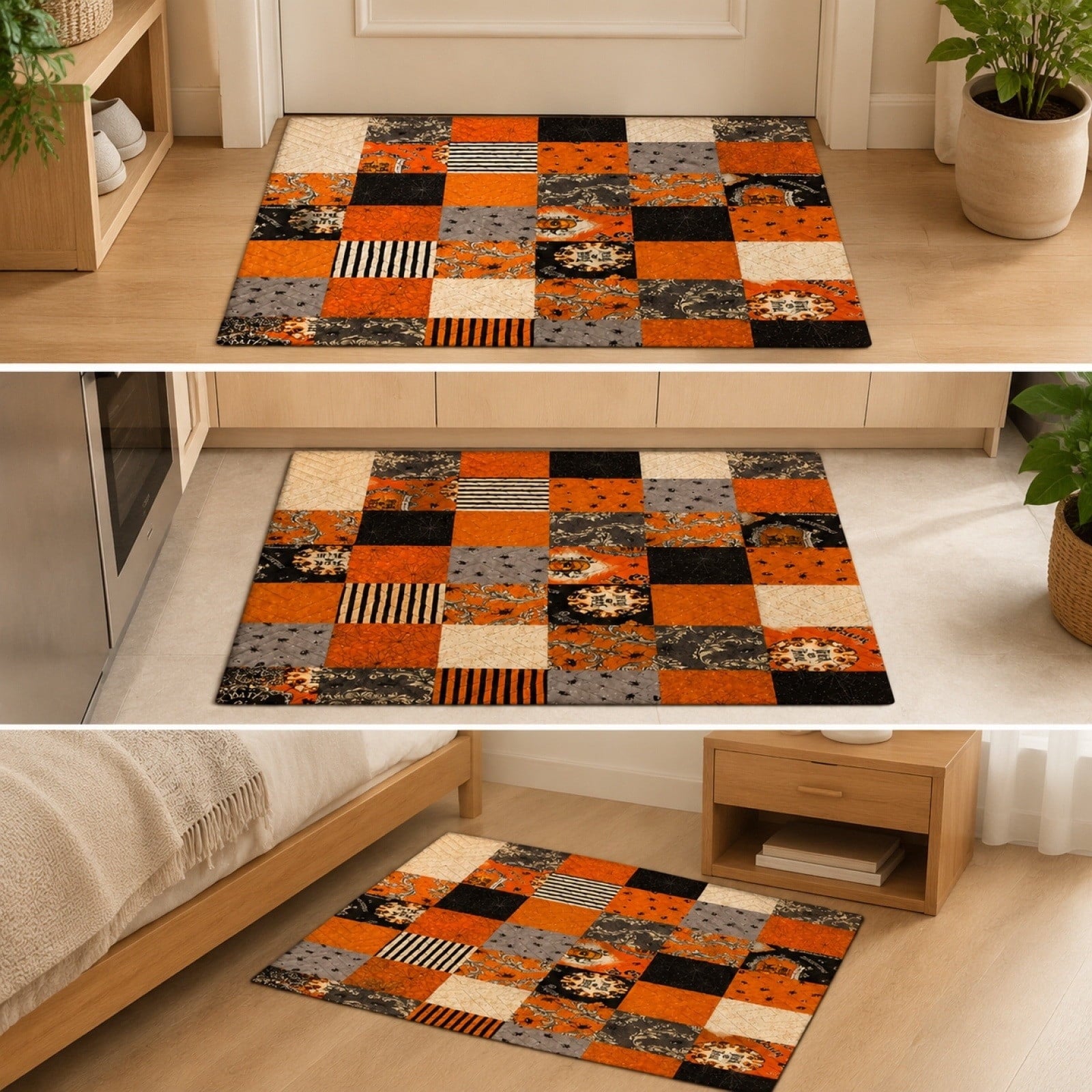 OutmaxHome Halloween Theme Cute Ghost Print Doormat, 15.8x23.6 Inch Non-Slip Absorbent Mat, Easy to Clean, for Front Door, Porch, Farmhouse