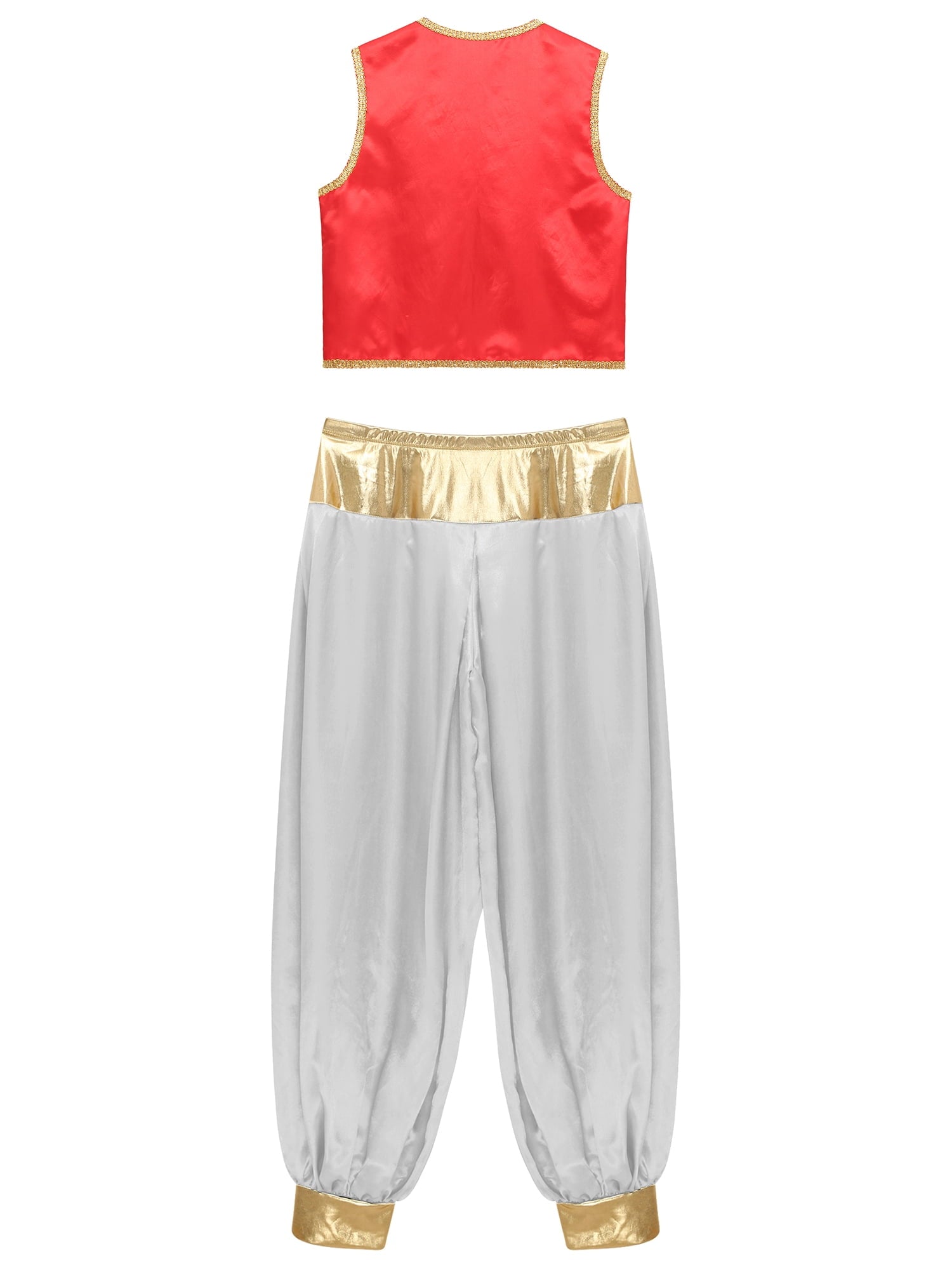 iiniim Mens Arabian Prince Costume Open Front Vest with Pants Halloween Show Fancy Dress up Outfit Royal Blue&Royal Blue S