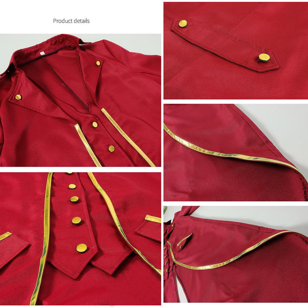 IBTOM CASTLE Men's Steampunk Vintage Tailcoat Jacket Gothic Medieval Victorian Frock Button Down Swallow Coat Uniform L Blue & Gold