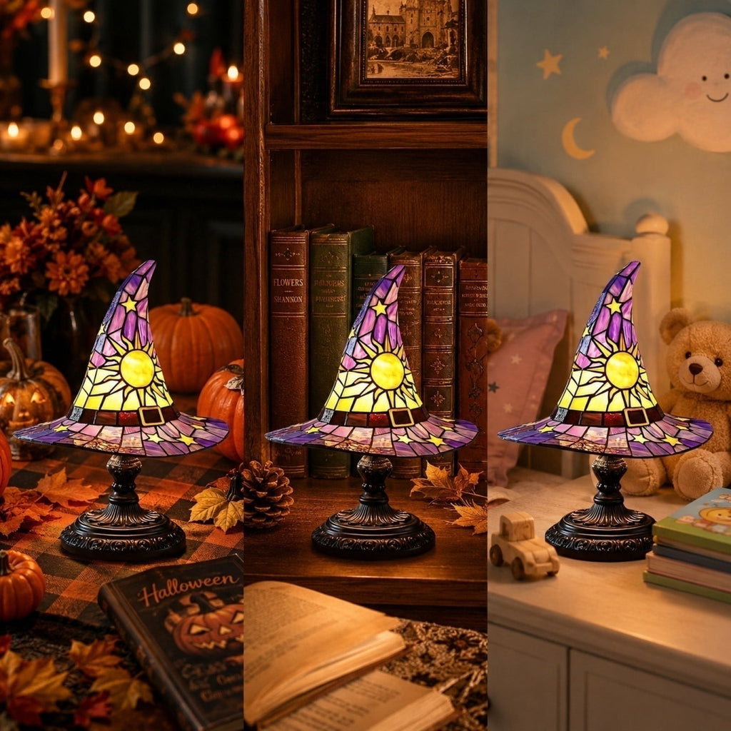 Stijggn Witch Hat Lights Halloween Glowing Lights, Waterproof Hanging Witch Hat Decorations, Warm Light Festival Ornaments for Indoor Outdoor Yard Garden Party Halloween Decor