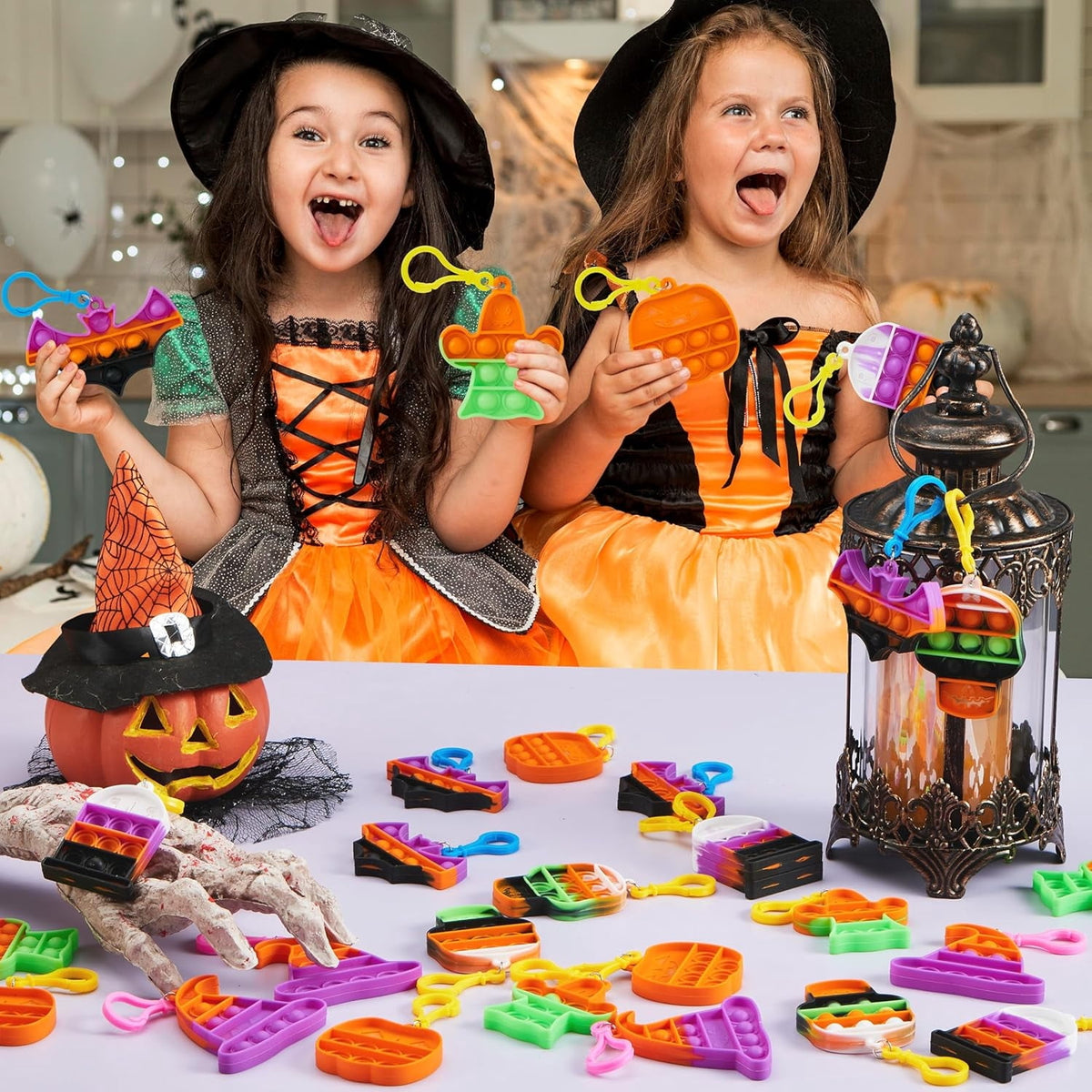 Joyfy 168 Pcs Halloween Stationery Party Favors,Halloween Gifts for Kids,Halloween Goodies Including Halloween Vampire Teeth,Spiders,Stamps,Stickers,Slap Bracelets
