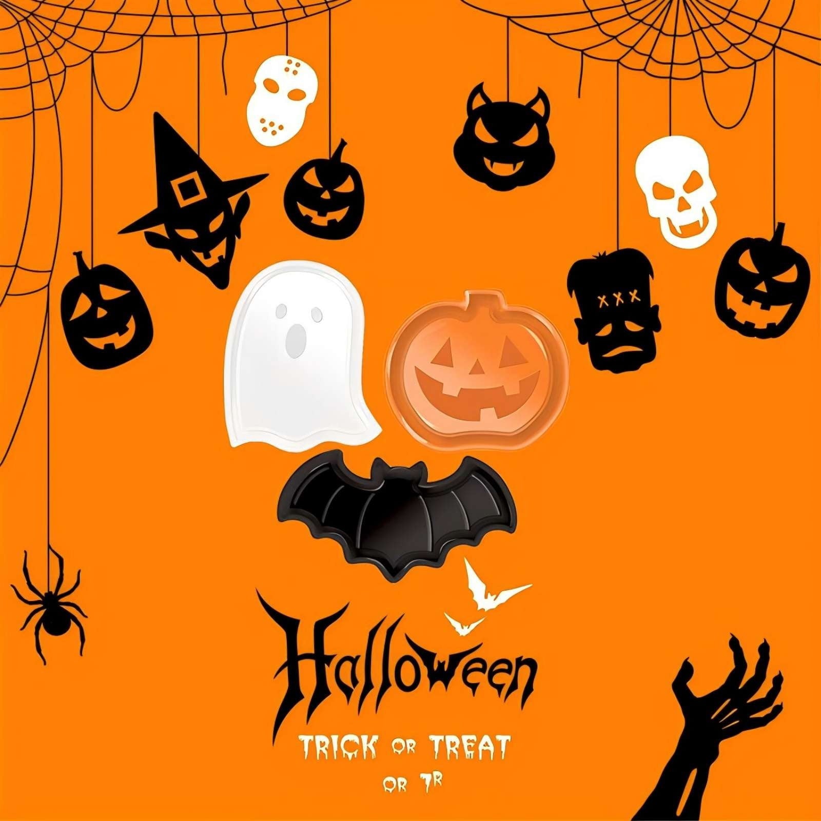 Halloween Serving Trays Set of 3 Pumpkin Ghost Bat Candy Snack Platters Farmhouse Trays for Party Decor Dessert Plates