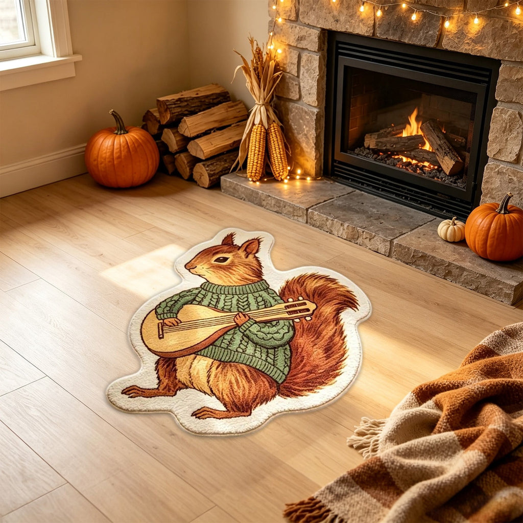 Fall Area Rug Maple Leaf Pumpkin Imitation Wool Mat 27.56x27.56in Polyester Skidproof & Soft for Living Room Bedroom Entryway Fall Doormat by MPOISVA