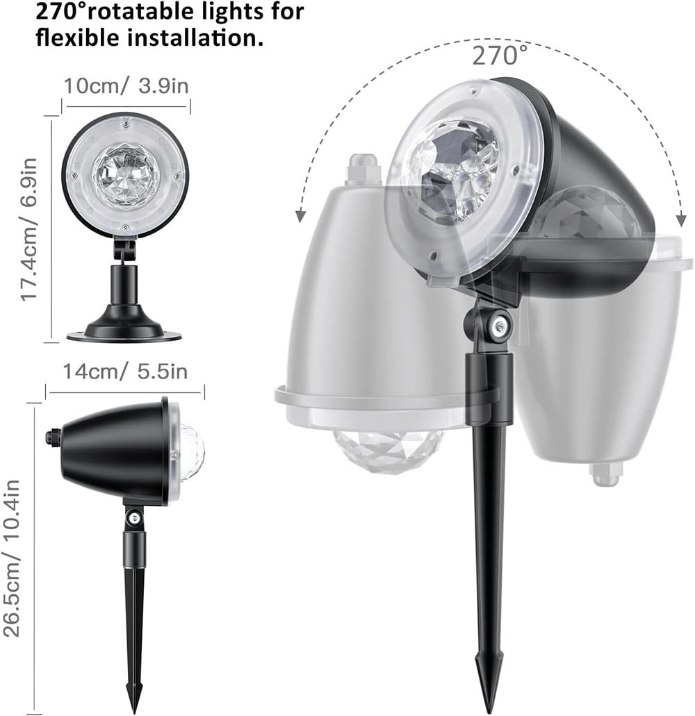 10 Colors Outdoor LED Landscape Projector Lights Holiday with Remote and Timer