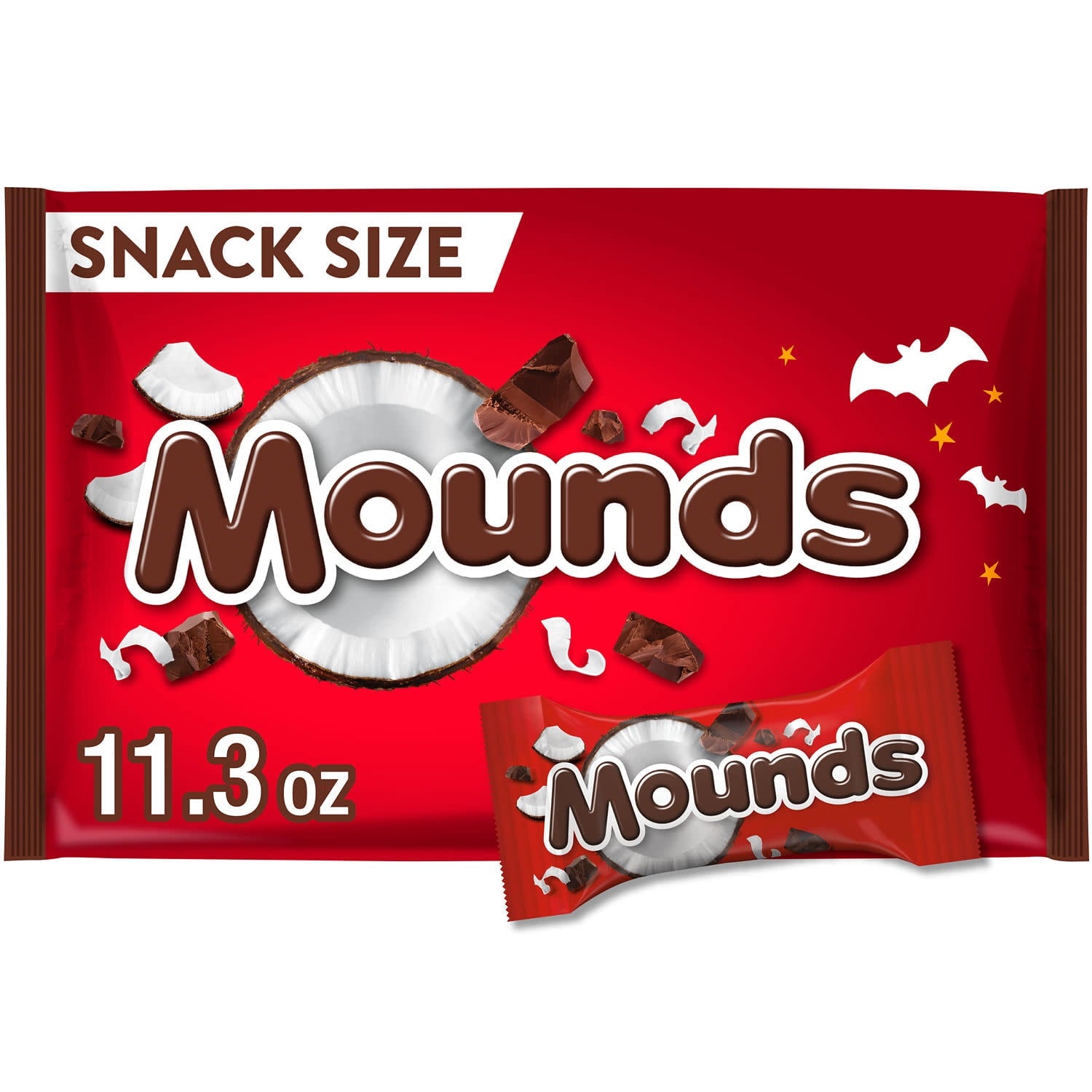 Mounds Coconut and Dark Chocolatey Snack Size, Halloween Candy Bag, 11.3 oz