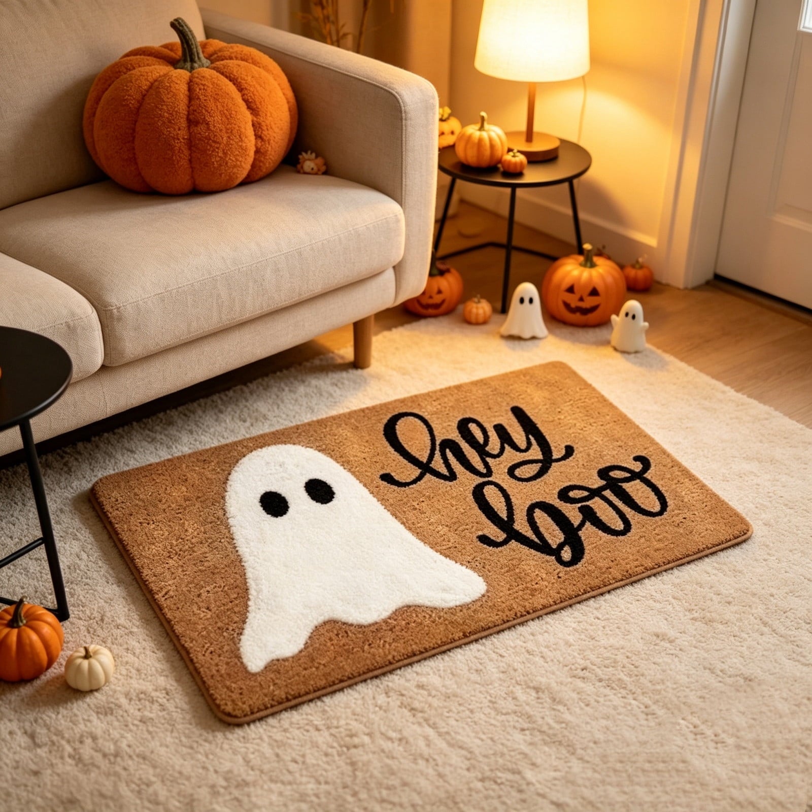 Halloween Doormat Vintage Retro Style Mat 23.6x15.7in Secure-Grip Absorbent Coir Look Entryway Rug for Front Porch Indoor Outdoor Decor by OVFUIZ