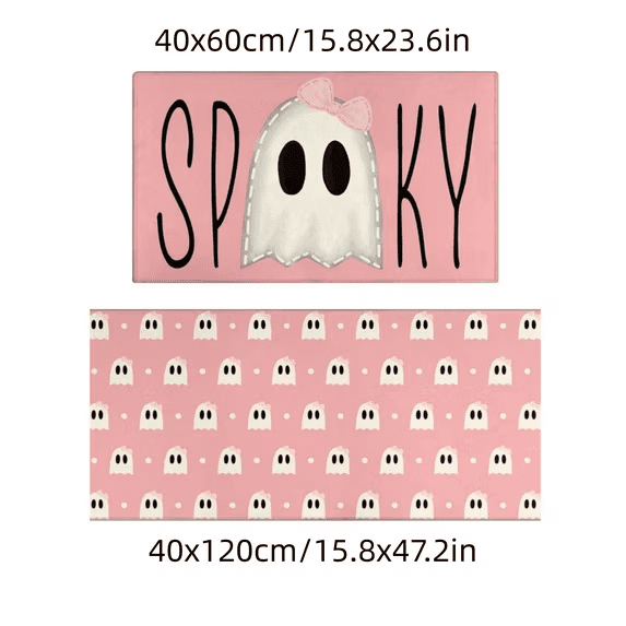 Halloween Doormat Ghost Bath Mat 23.6x15.7in Secure-Grip Absorbent Soft Faux Fur Rug for Bathroom Bedroom Living Room Decor by OVFUIZ