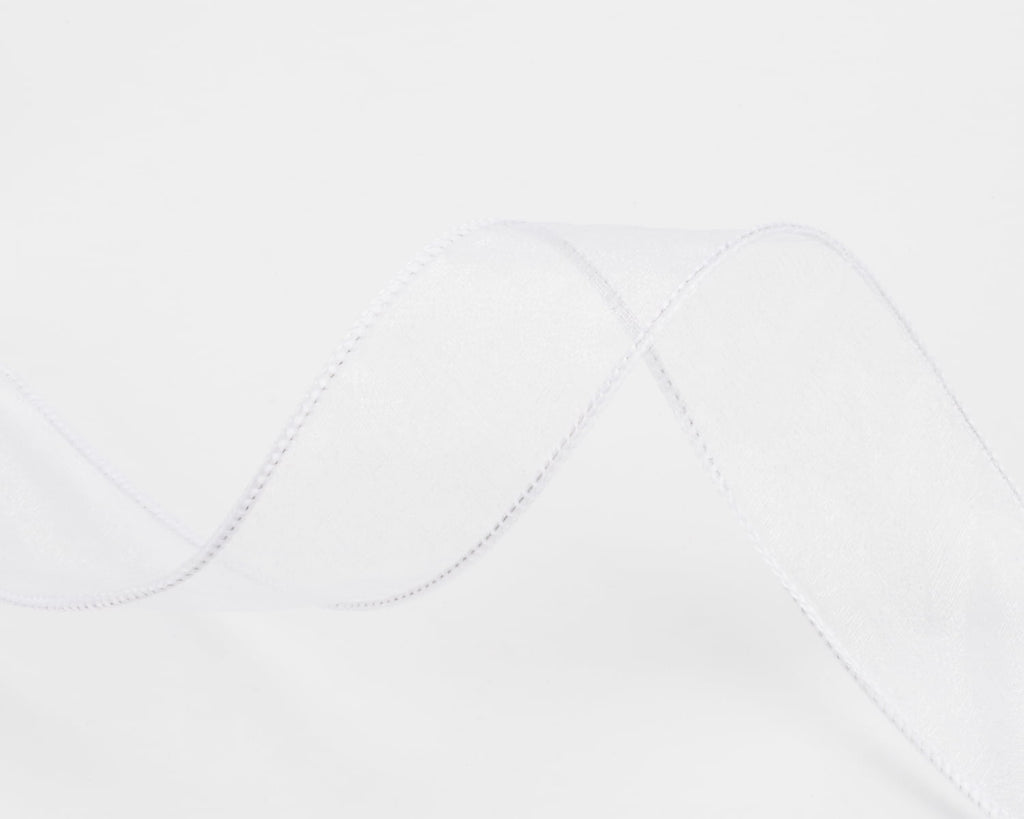 Joycrosso 1.5 Inch White Wired Organza Ribbon - 20 Yards Sheer Decorative Ribbon for Gift Wrapping, Wedding Decor, Christmas Tree, Crafts & DIY Projects