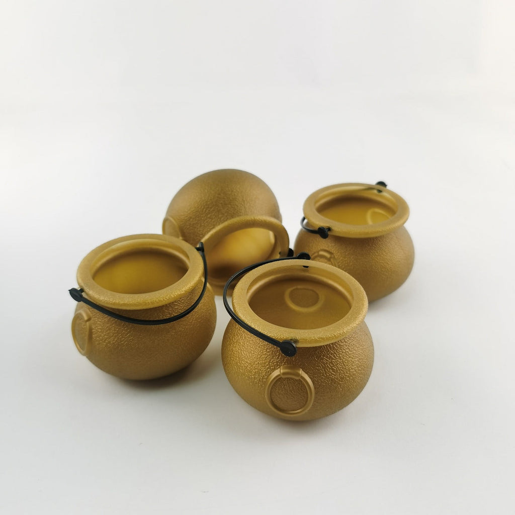 Gold Halloween Mini Cauldron Candy Holder Set, Witch Decor Tiered Tray Tabletop Decoration 8pcs