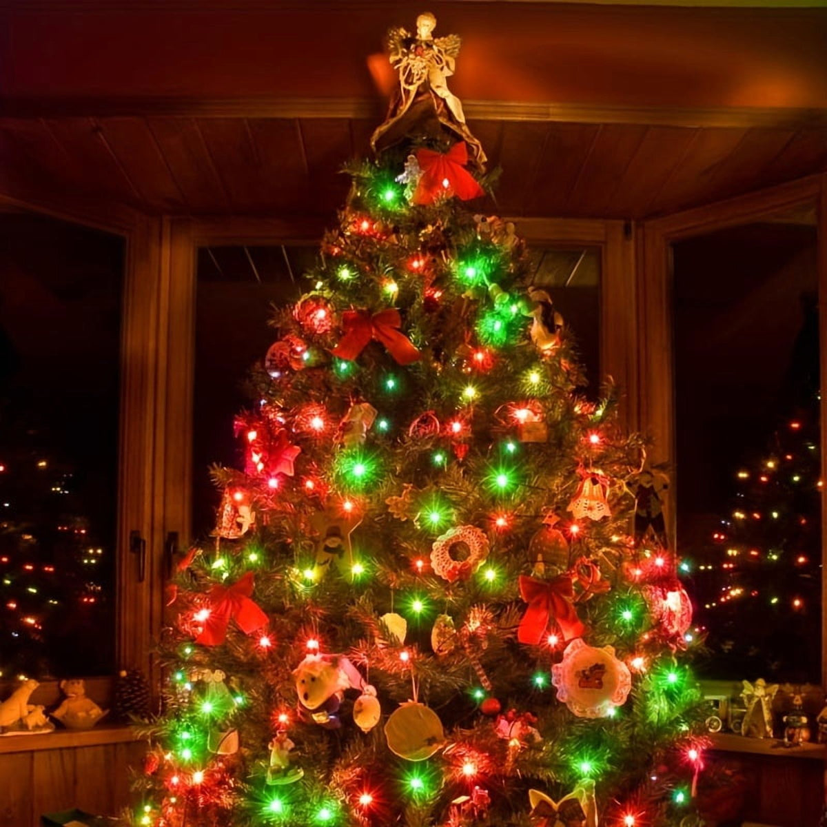 100 Count Red Green Christmas Lights, Green Wire 20Ft Incandescent Holiday String Light Set for Indoor Outdoor Use Christmas Tree, Halloween, Valentine Wedding Lighting Decoration