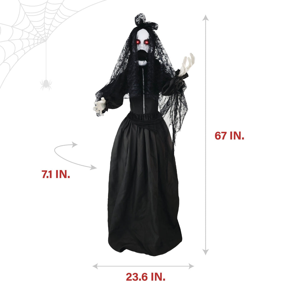 Haunted Hill Farm 6.5 Ft Life-Size Animatronic Bride Indoor/Outdoor Halloween Decoration, Multicolor, HHLADY-2FLSA