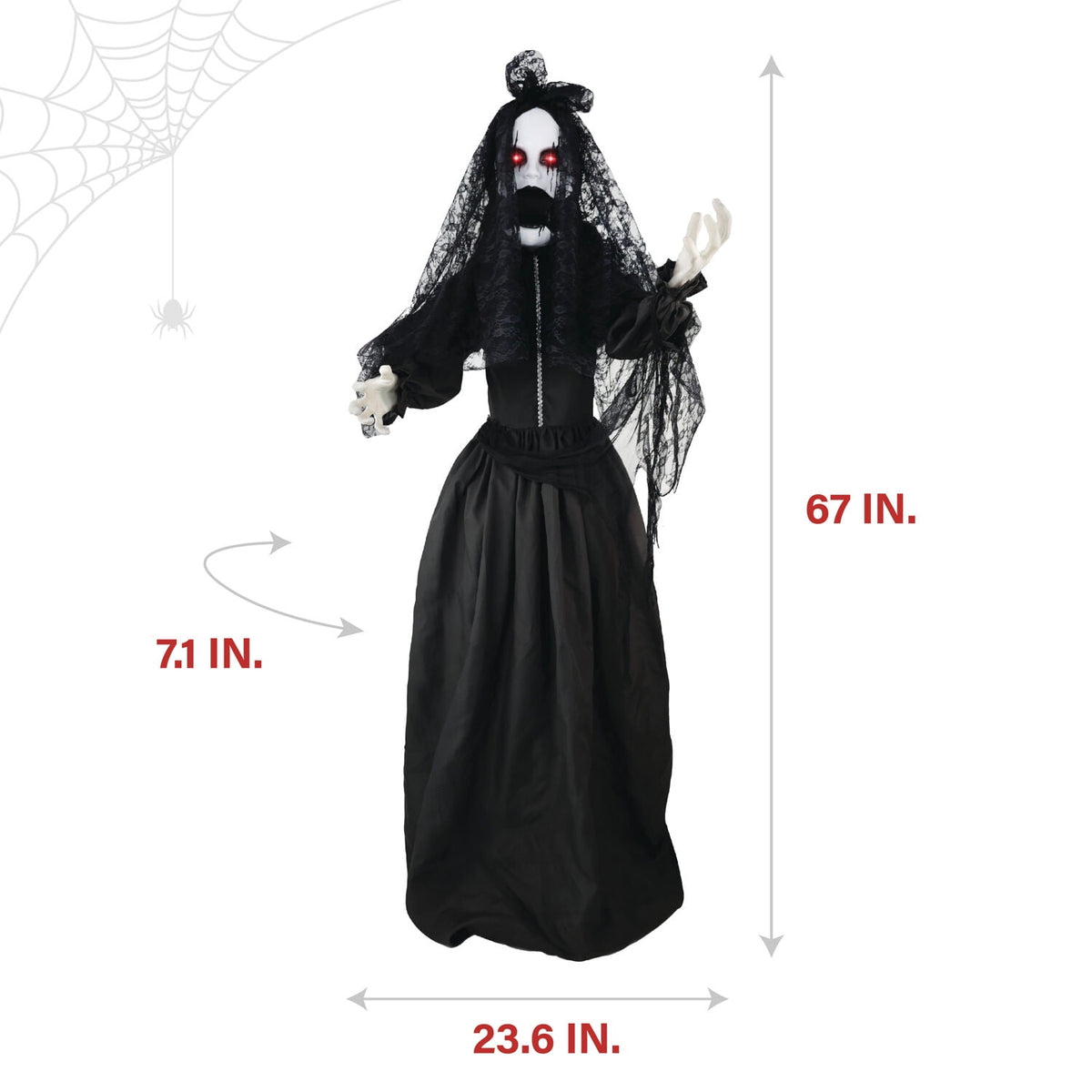Haunted Hill Farm 6.5 Ft Life-Size Animatronic Bride Indoor/Outdoor Halloween Decoration, Multicolor, HHLADY-2FLSA