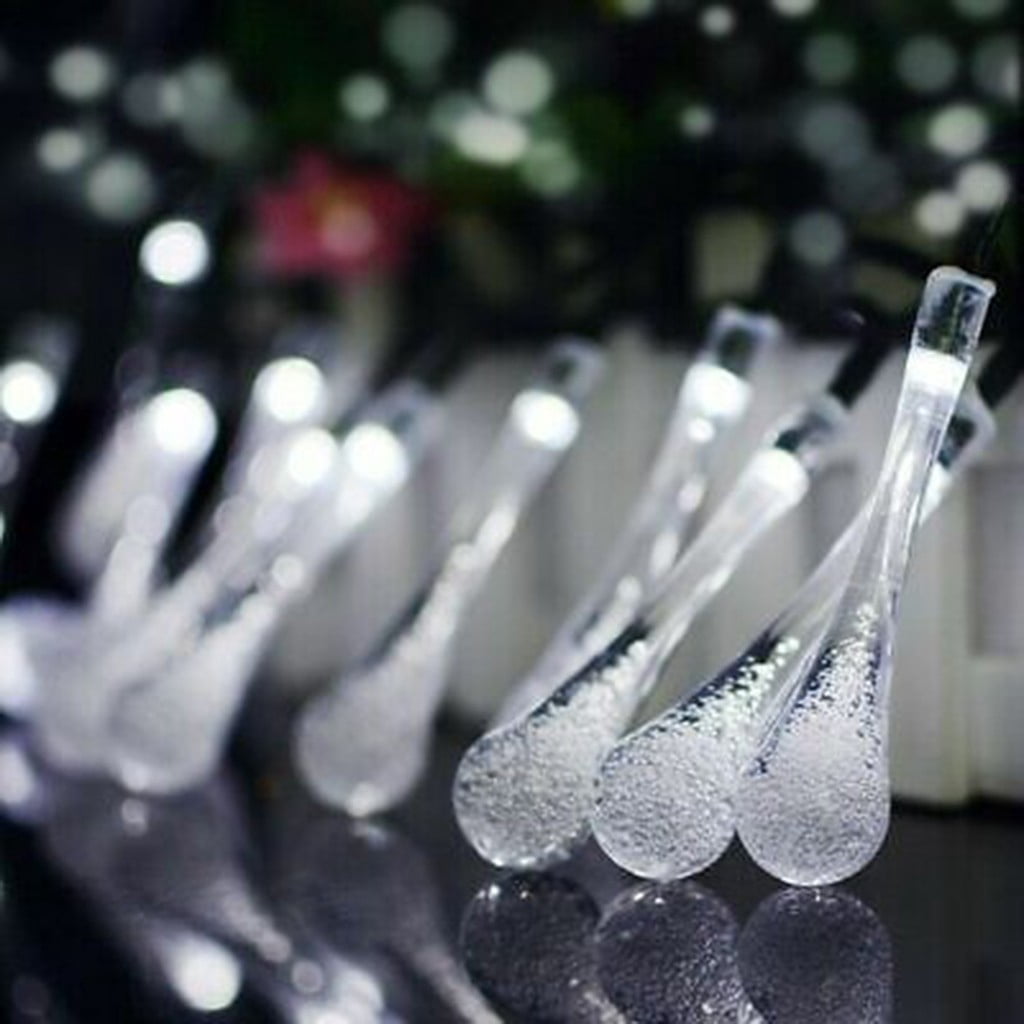 Gcvizuso Christmas Lights, String Lights, Outdoor Garden Party 20 LED Teardrop Solar Garden Lantern String