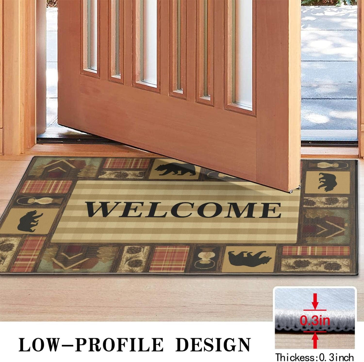 Bear Rugs Tribal Doormat Non-Slip Absorbent Resist Dirt Front Door Mat Machine Washable Welcome Mats Outdoor Inside Floor Rugs for Entryway 30" X 17"…