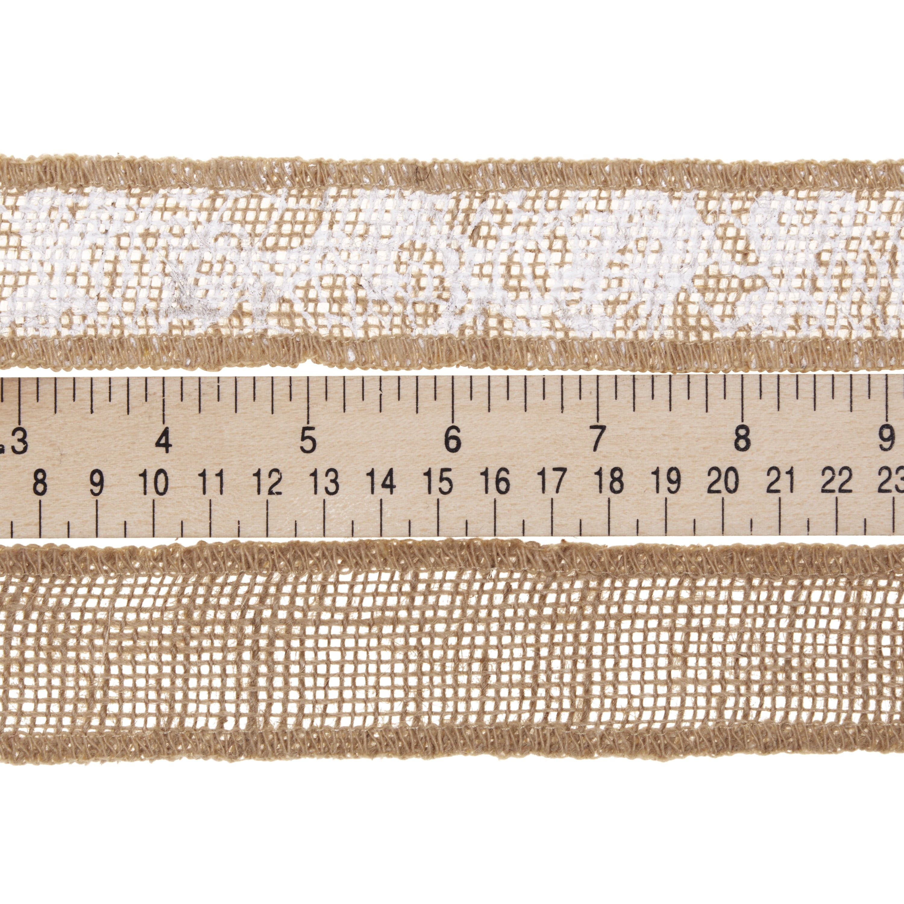 Love, Laugh, Craft Burlap Ribbon Set, 1.5"W x 3-Yds, Natural/White Stripe