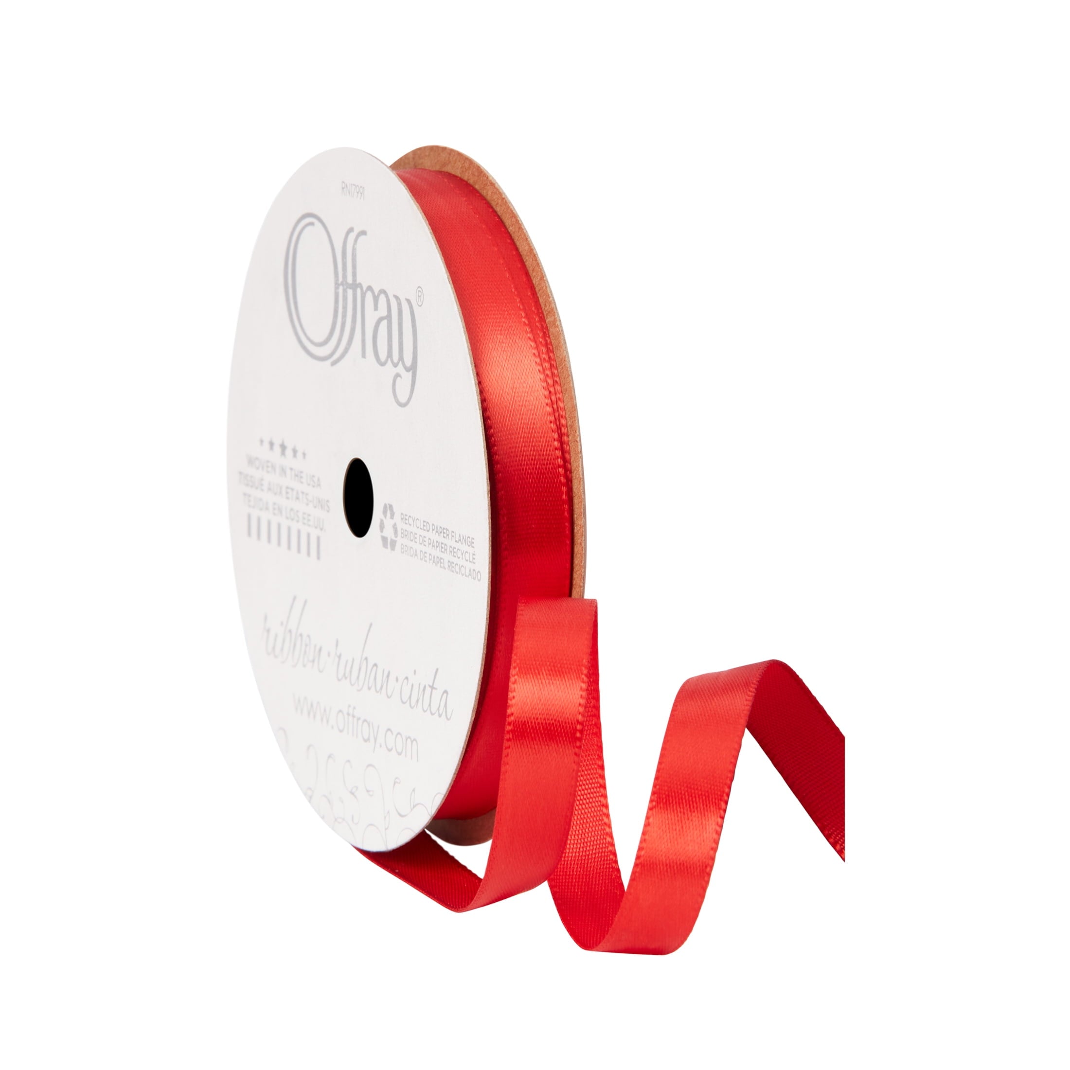 Offray Ribbon, Red Wine 3/8 inch Single Face Satin Polyester Ribbon, 18 feet