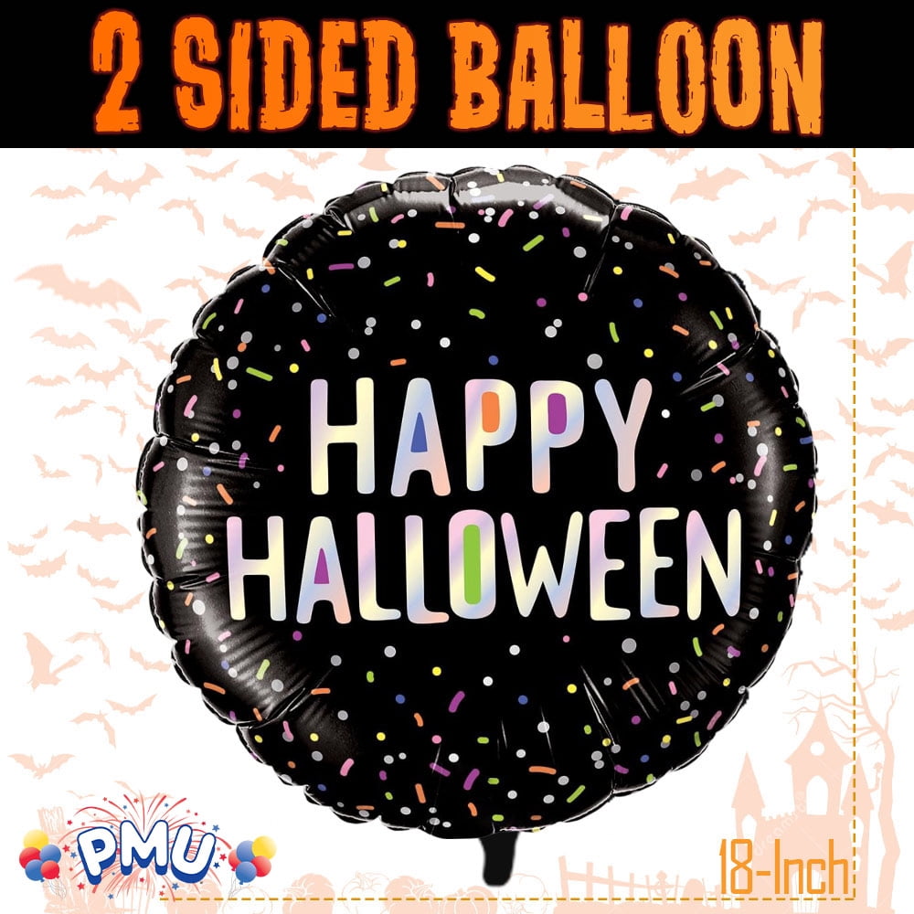 PMU Halloween Party Decoration "Happy Halloween" Jack Faces Aglow 18 Inch Mylar-Foil Balloon (1pkg) Pkg/1